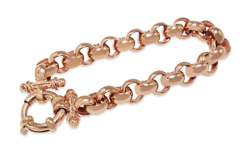 9ct Rose Gold Belcher Link Bracelet With Bolt Ring Clasp