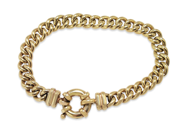 9ct Yellow Gold Curb Link Bracelet with Bolt Clasp