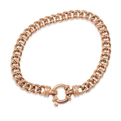 9ct Rose Gold Curb Link Bracelet with Bolt Clasp