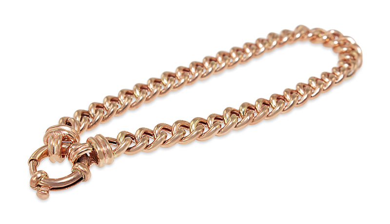 9ct Rose Gold Curb Link Bracelet with Bolt Clasp