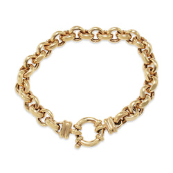 9ct Yellow Gold Round Belcher Link Bracelet with Bolt Ring Clasp