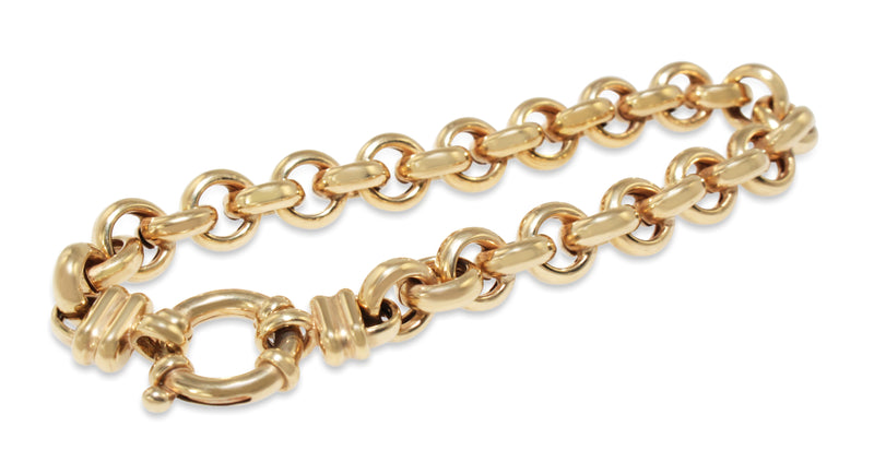 9ct Yellow Gold Round Belcher Link Bracelet with Bolt Ring Clasp