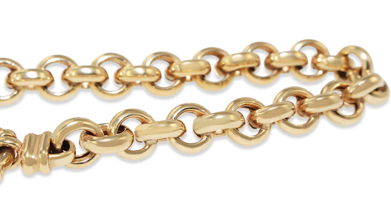 9ct Yellow Gold Round Belcher Link Bracelet with Bolt Ring Clasp