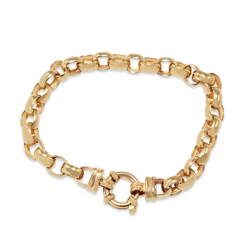 9ct Yellow Gold Oval Belcher Link Bracelet with Bolt Ring Clasp