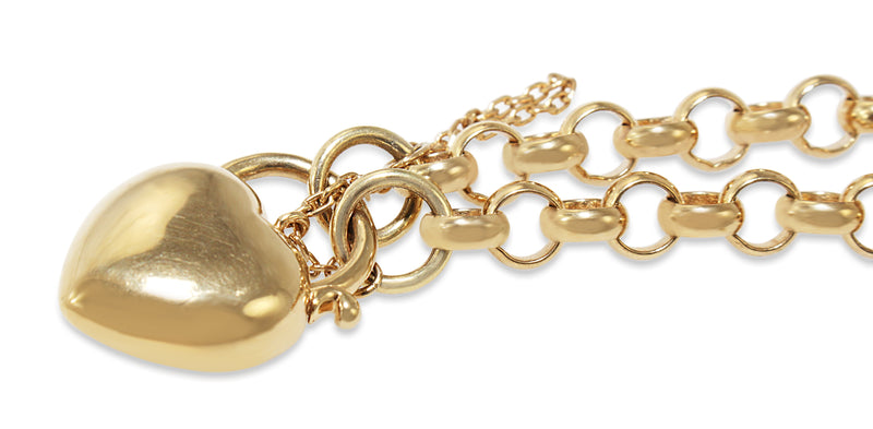 9ct Yellow Gold Belcher Link Bracelet with Puff Padlock Clasp