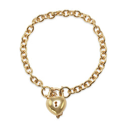 9ct Yellow Gold Oval Open Link Bracelet with Puff Padlock Clasp