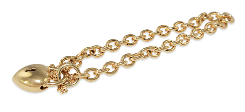 9ct Yellow Gold Oval Open Link Bracelet with Puff Padlock Clasp