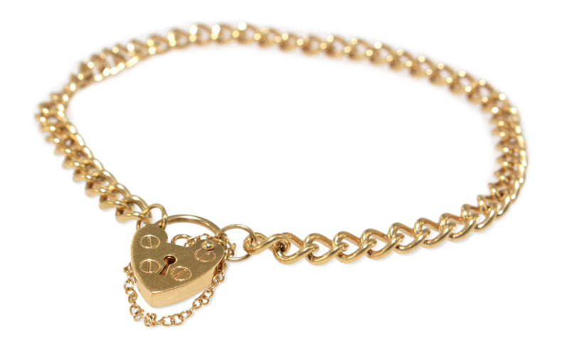 9ct Yellow Gold Fine Curb Link Bracelet with Padlock Clasp
