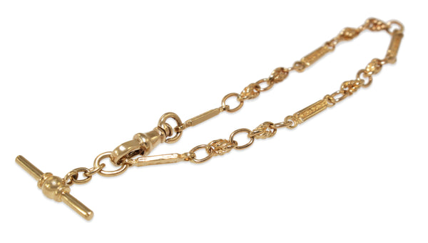 9ct Yellow Gold Fancy Link Fob Chain Bracelet