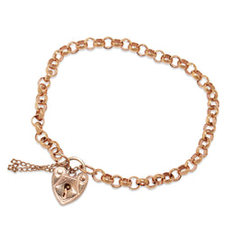 9ct Rose Gold Belcher Link Bracelet with Padlock Clasp