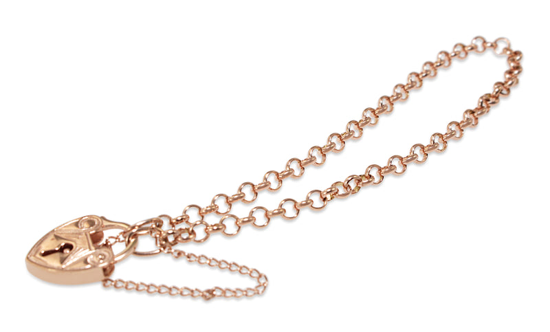 9ct Rose Gold Fine Belcher Link Bracelet With Padlock Clasp