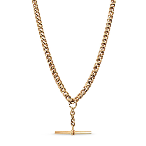 9ct Yellow Gold Curb Link Graduated Fob Chain Necklace