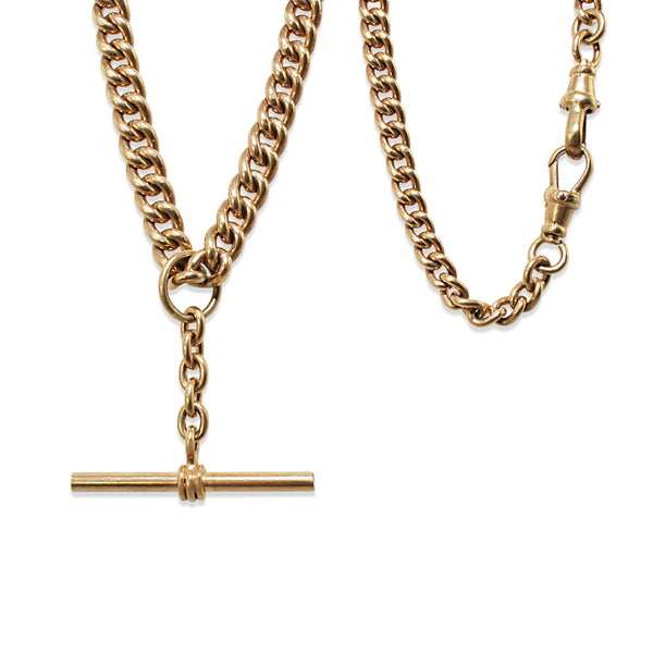 9ct Yellow Gold Curb Link Graduated Fob Chain Necklace