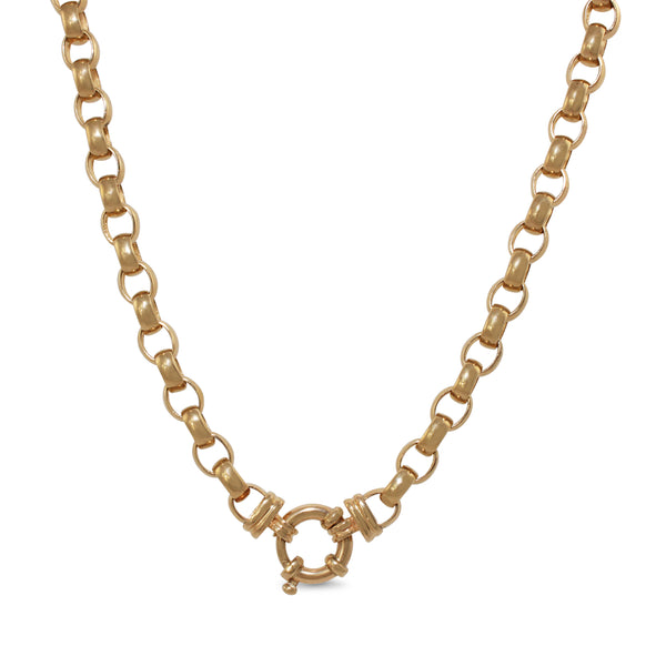 9ct Yellow Gold Oval Belcher Link Chain Necklace