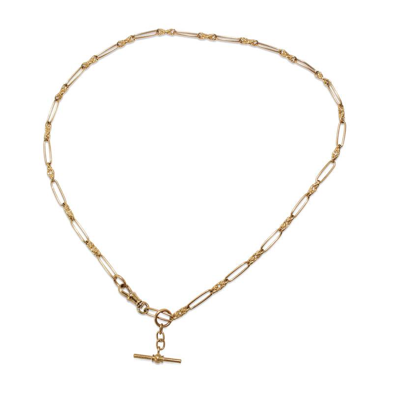 9ct Yellow Gold Fancy Link Fob Chain Necklace