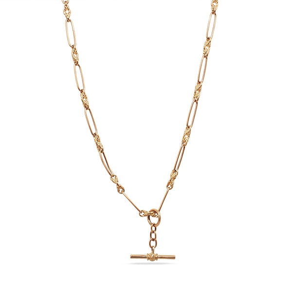 9ct Yellow Gold Fancy Link Fob Chain Necklace