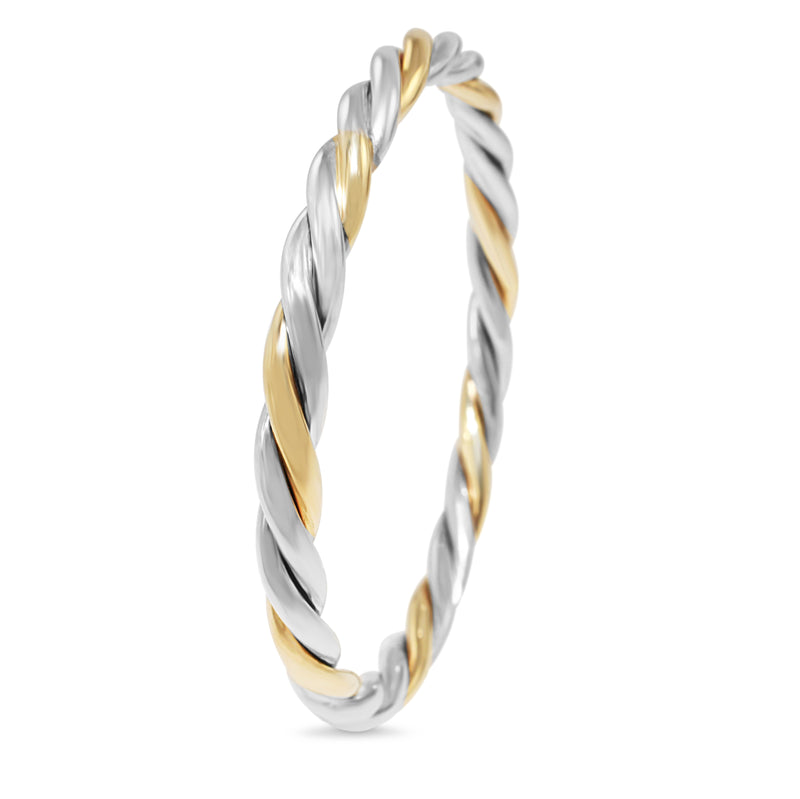 9ct Yellow Gold and Sterling Silver Twist Bangle