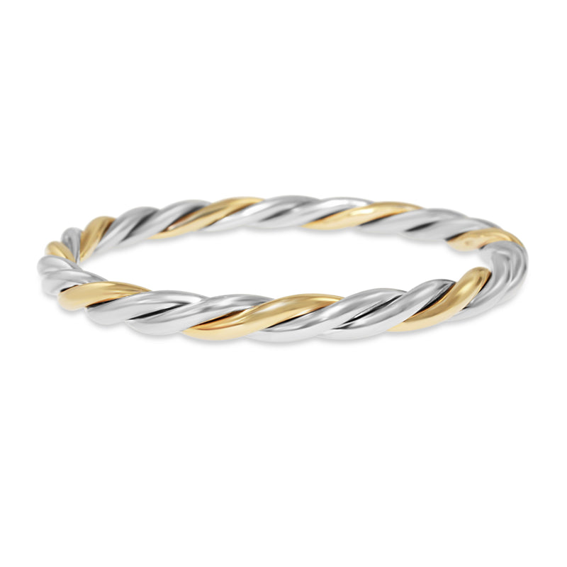 9ct Yellow Gold and Sterling Silver Twist Bangle
