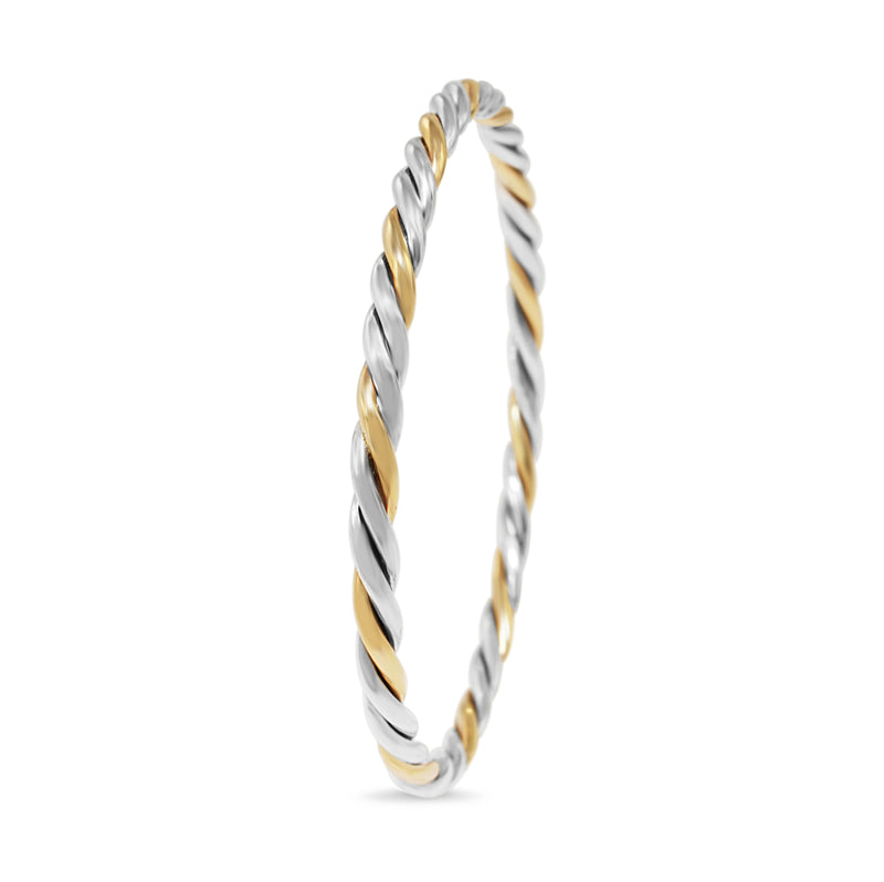 9ct Yellow Gold and Silver Twist Bangle