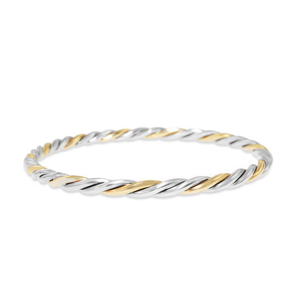 9ct Yellow Gold and Silver Twist Bangle