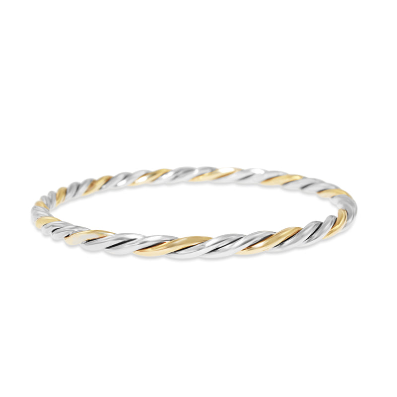 9ct Yellow Gold and Silver Twist Bangle