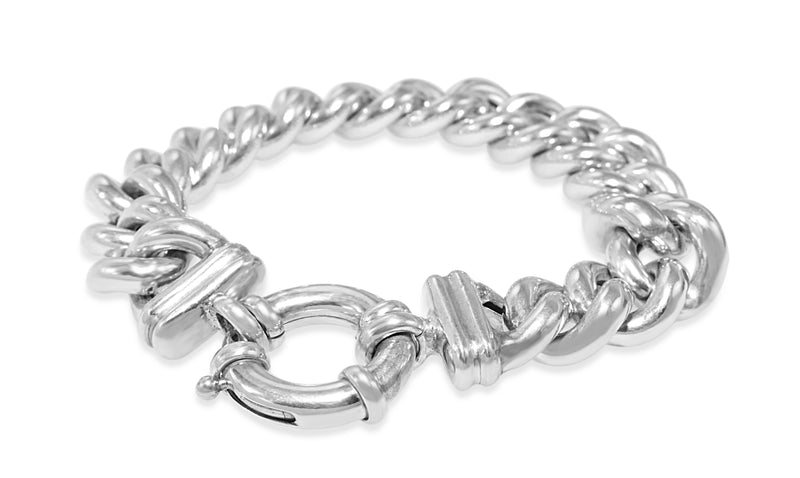 Sterling Silver Chunky Curb Link Bracelet with Bolt Ring Clasp