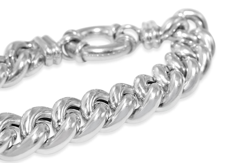 Sterling Silver Chunky Curb Link Bracelet with Bolt Ring Clasp