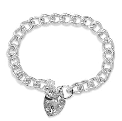 Sterling Silver Curb Link Bracelet With Padlock Clasp