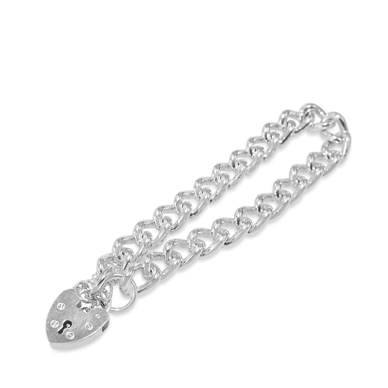 Sterling Silver Curb Link Bracelet With Padlock Clasp