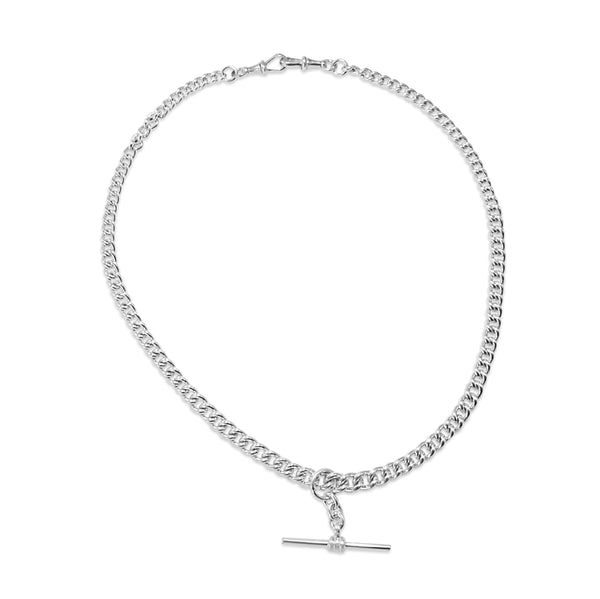 Sterling Silver Fob Chain Curb Link Necklace