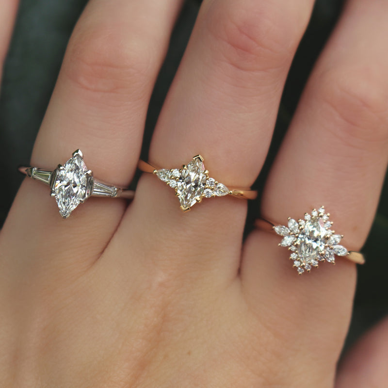 Yellow gold marquise diamond ring deals
