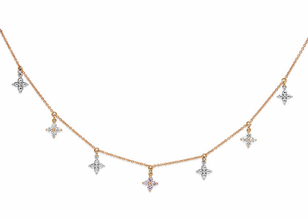 18ct Rose and White Gold Pink and White Diamond Chain / Necklace