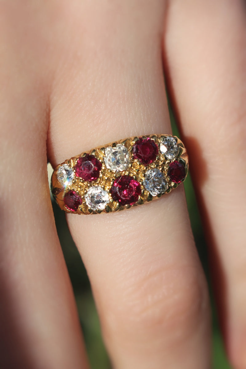 18ct Yellow Gold Antique Ruby and Diamond Ring