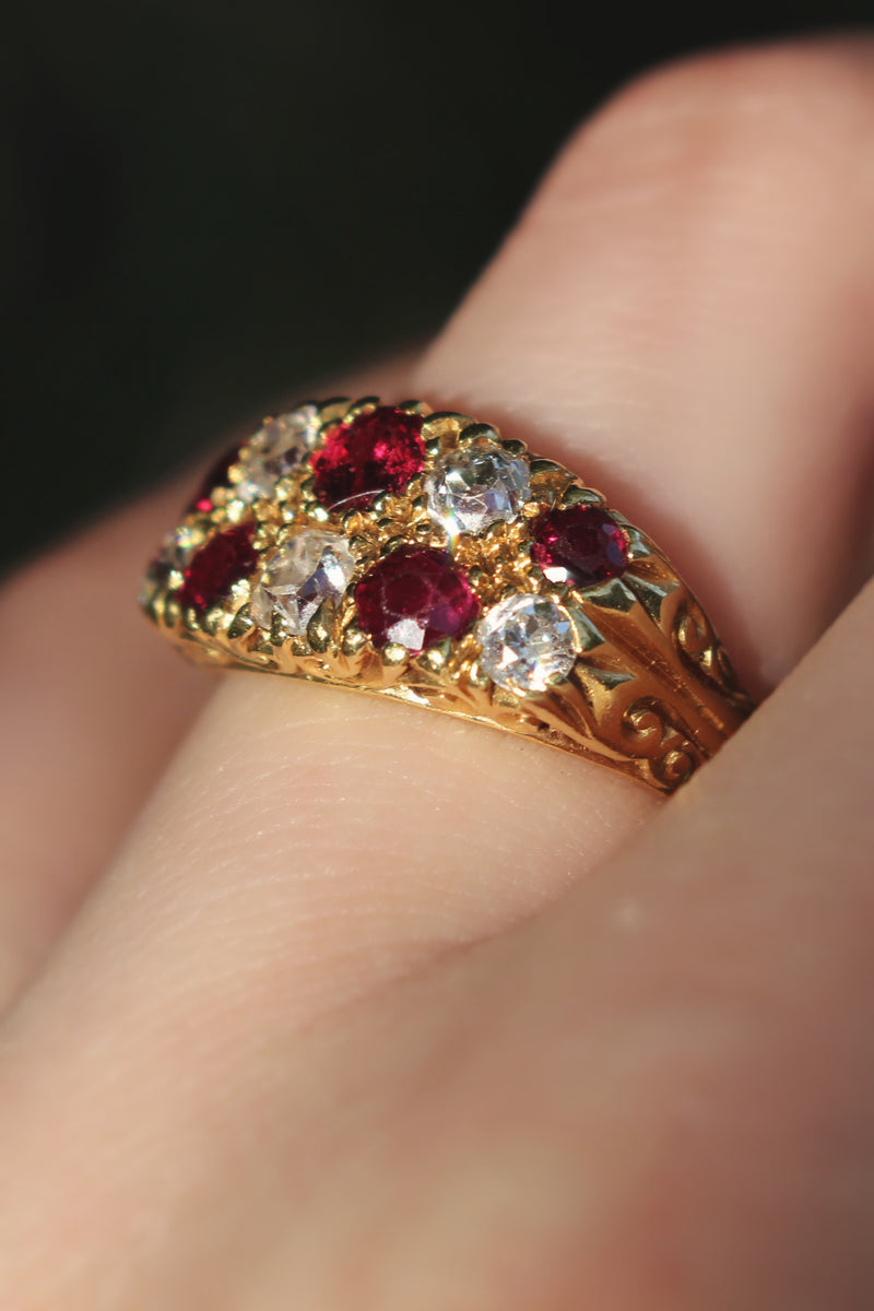 18ct Yellow Gold Antique Ruby and Diamond Ring