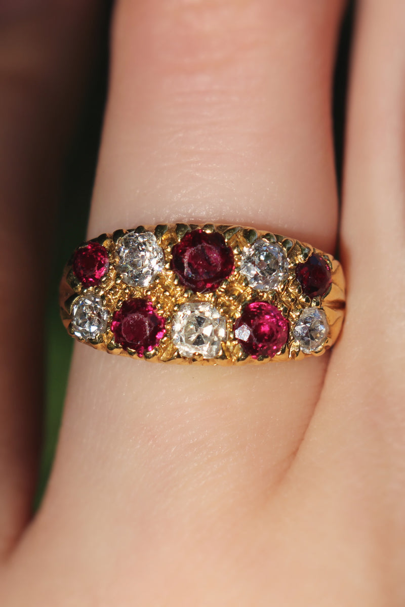 18ct Yellow Gold Antique Ruby and Diamond Ring