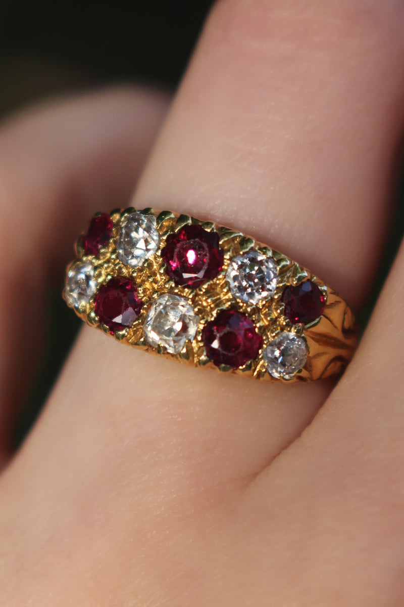 18ct Yellow Gold Antique Ruby and Diamond Ring