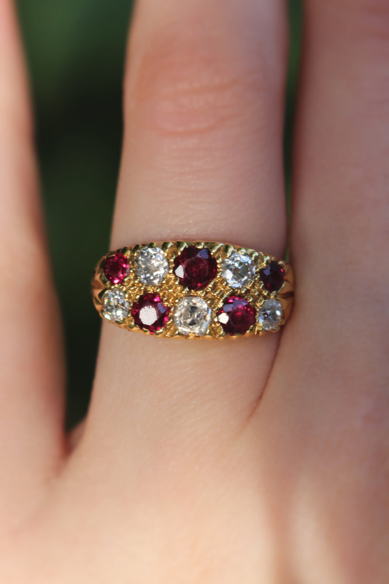 18ct Yellow Gold Antique Ruby and Diamond Ring